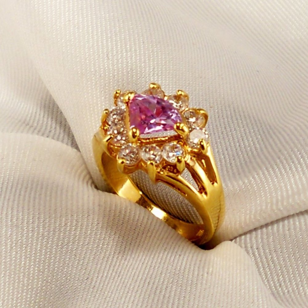 NEW Purple Crystal Gold Ring